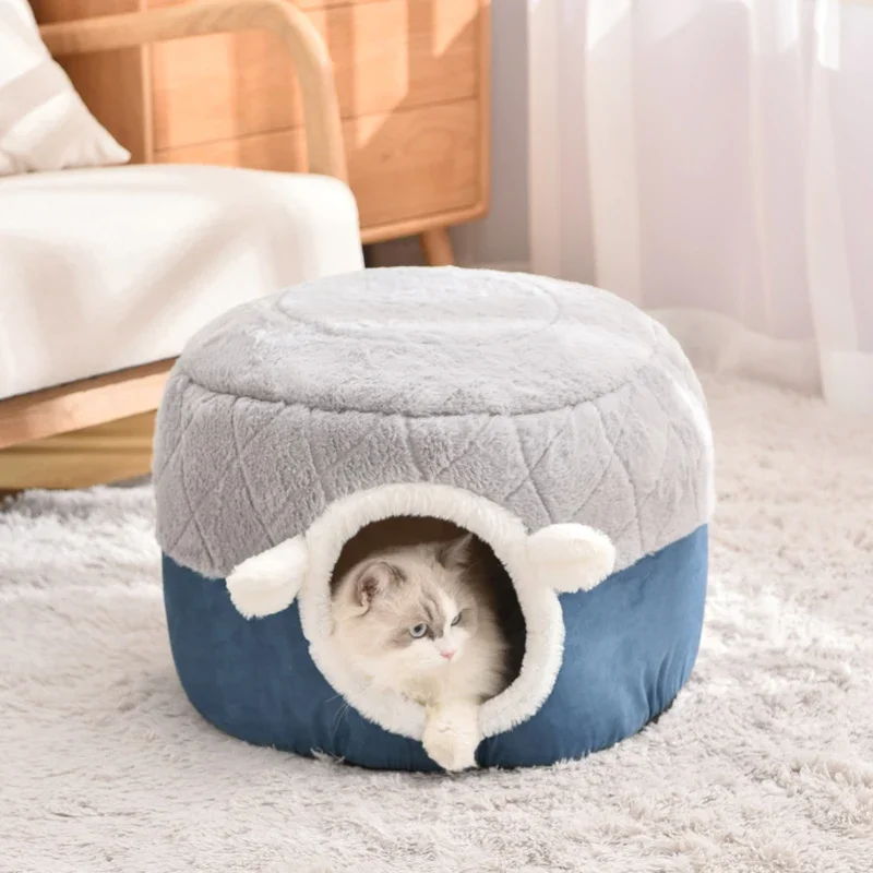 Collapsible Fleece Cute Pet Supplies Puppy Kitten Nest Kennel Winter Warm Soft Sleeping Bed Cushion House for Small Dog Cat