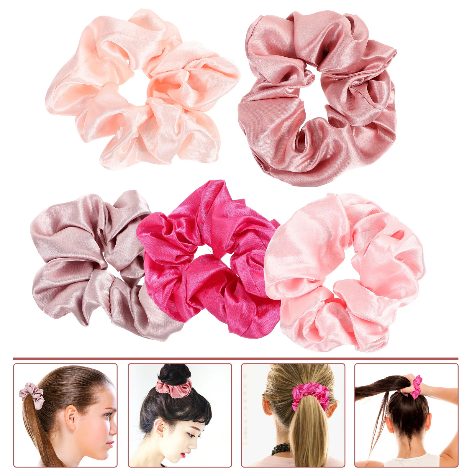 

5 Pcs Silk Hair Band Ribbon for Ties No Damage Ribbons Ring Scrunchies Oversized Cloth Ponytail Holder Rope Women's