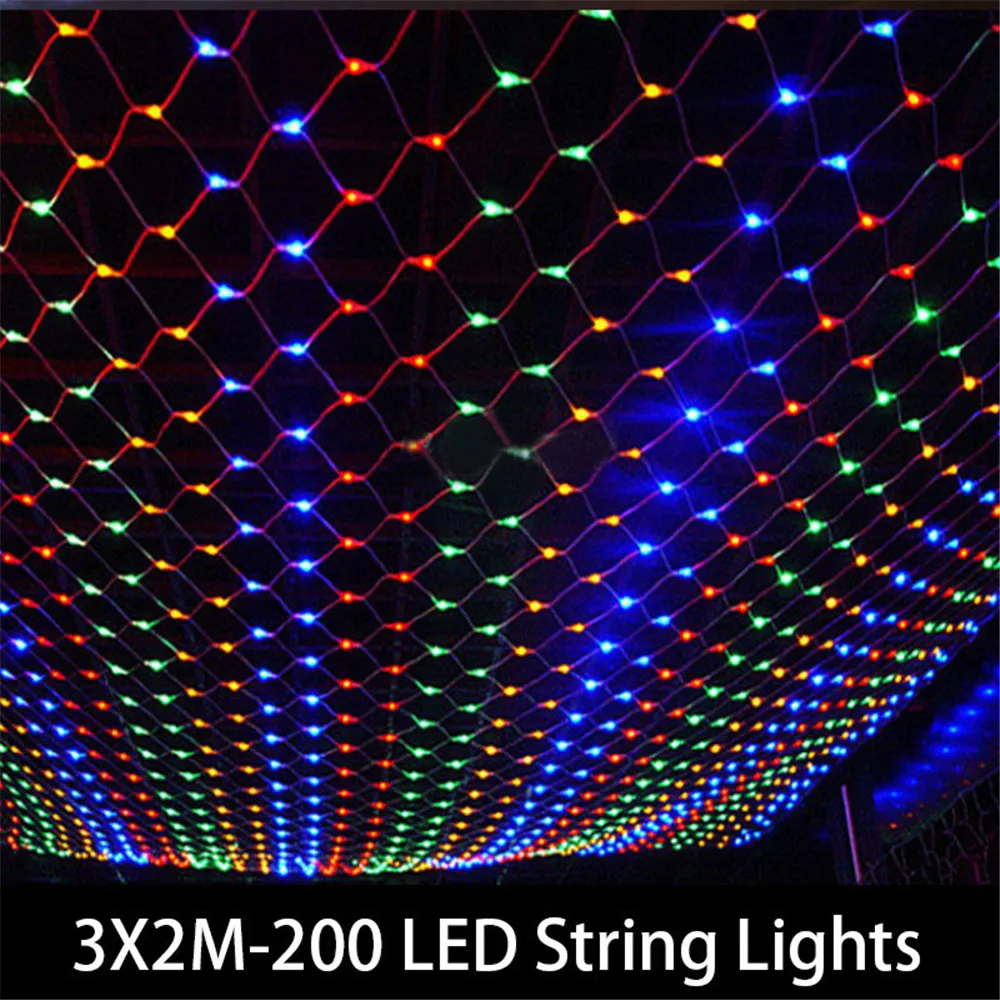 1.5MX1.5M 2x3M Slingers LED String Kerst Netto Verlichting Fairy Xmas Party Outdoor Tuin bruiloft Decoratie Thuis Gordijn Decor