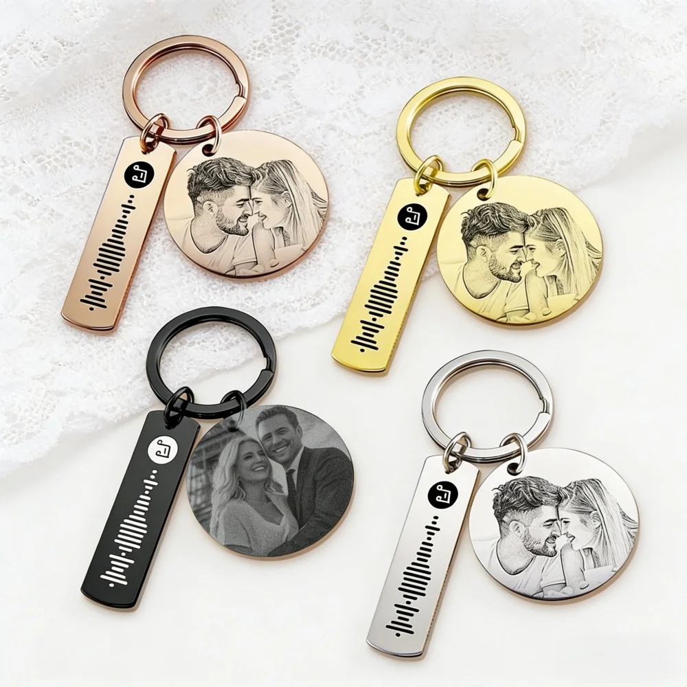 96 Hours Shipment Personalization Lied Singer Customize Keychain Stainless steel Spotify Keychain Valentine's Day Birthday Gifts