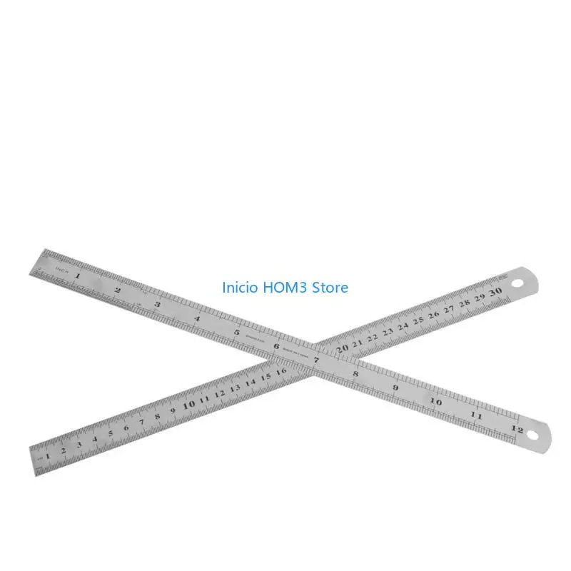 A5YD 30cm 12 "강철 스테인리스 포켓 파우치 메트릭 금속 눈금자 측정 더블면