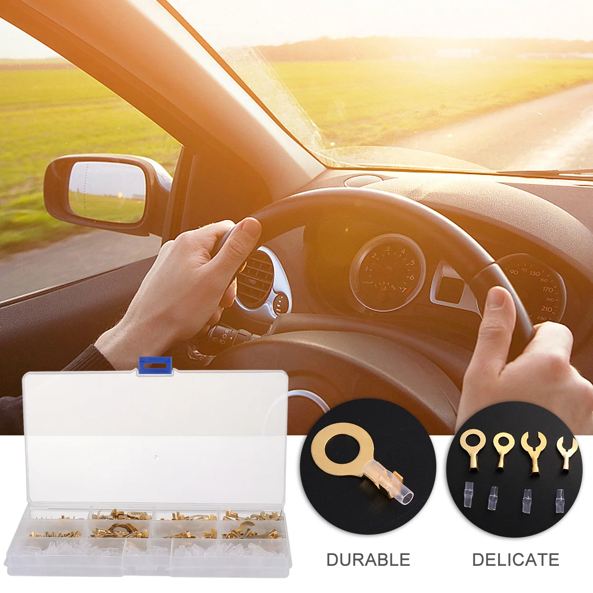 

320Pcs Durable Copper Ring Terminal Full Port Barrel Wire Connector Auto Crimp for Machinery Electrical Bare Wire Connector