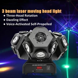 18x10w RGBW 4 in1 LED Beam Moving Head Light 3 Heads Beam con RGB Laser Stage Lighting Projector DMX DJ Disco Bar Party Lights