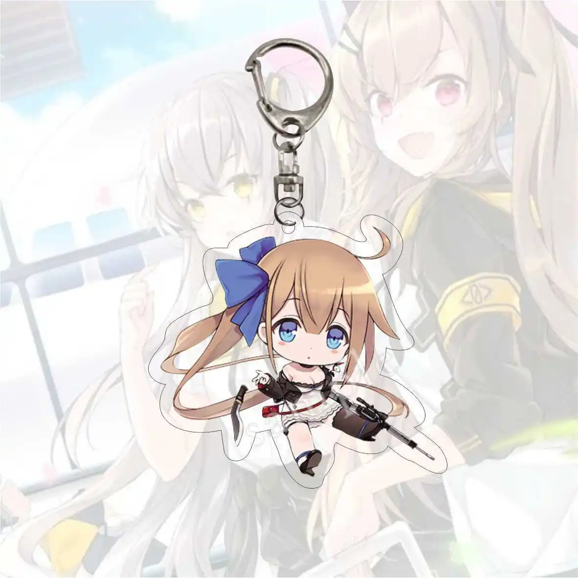 Game Girls Frontline Keychain Doll Anime UMP9 STAR-15 M4A1 M16A1 UMP45 RO635 Acrylic Keyring Pendant for Gift view 4