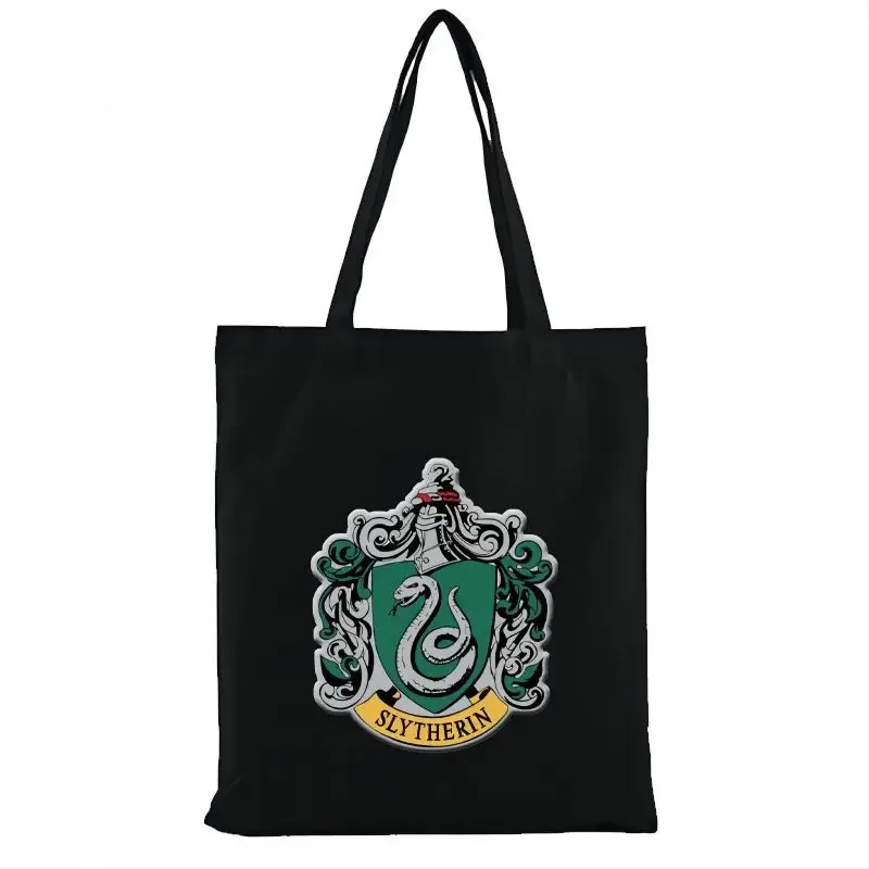 Hogwarts Badge Canvas Tote Bags Anime Harry Potter Shoulder Bags Cartoon Large-capacity Storage Bags Reusable Handbags Gifts