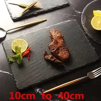 Hot Sale Western Natural Slate Dishes Solid Square Stone Sushi Steak Barbecue Plate Cheese Pizza Flat Fruit Plate Food Tea Tray 6