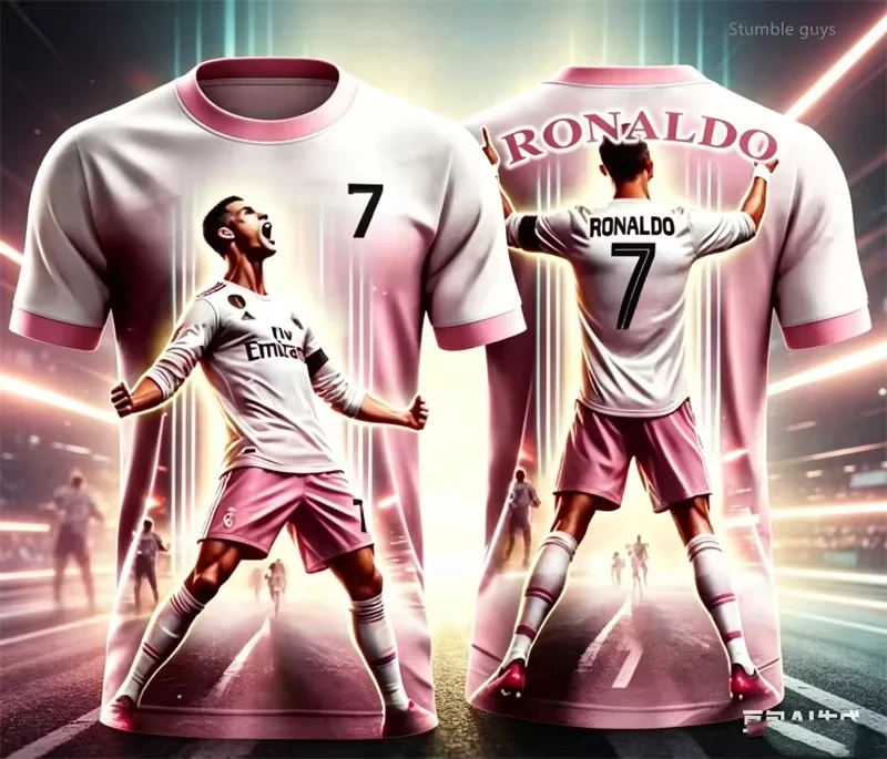 Summer Cristiano Ronaldo No.7 Pattern 3D All Over Printed Soccer Jersey Matching Football Suitable for Both Adults and Children