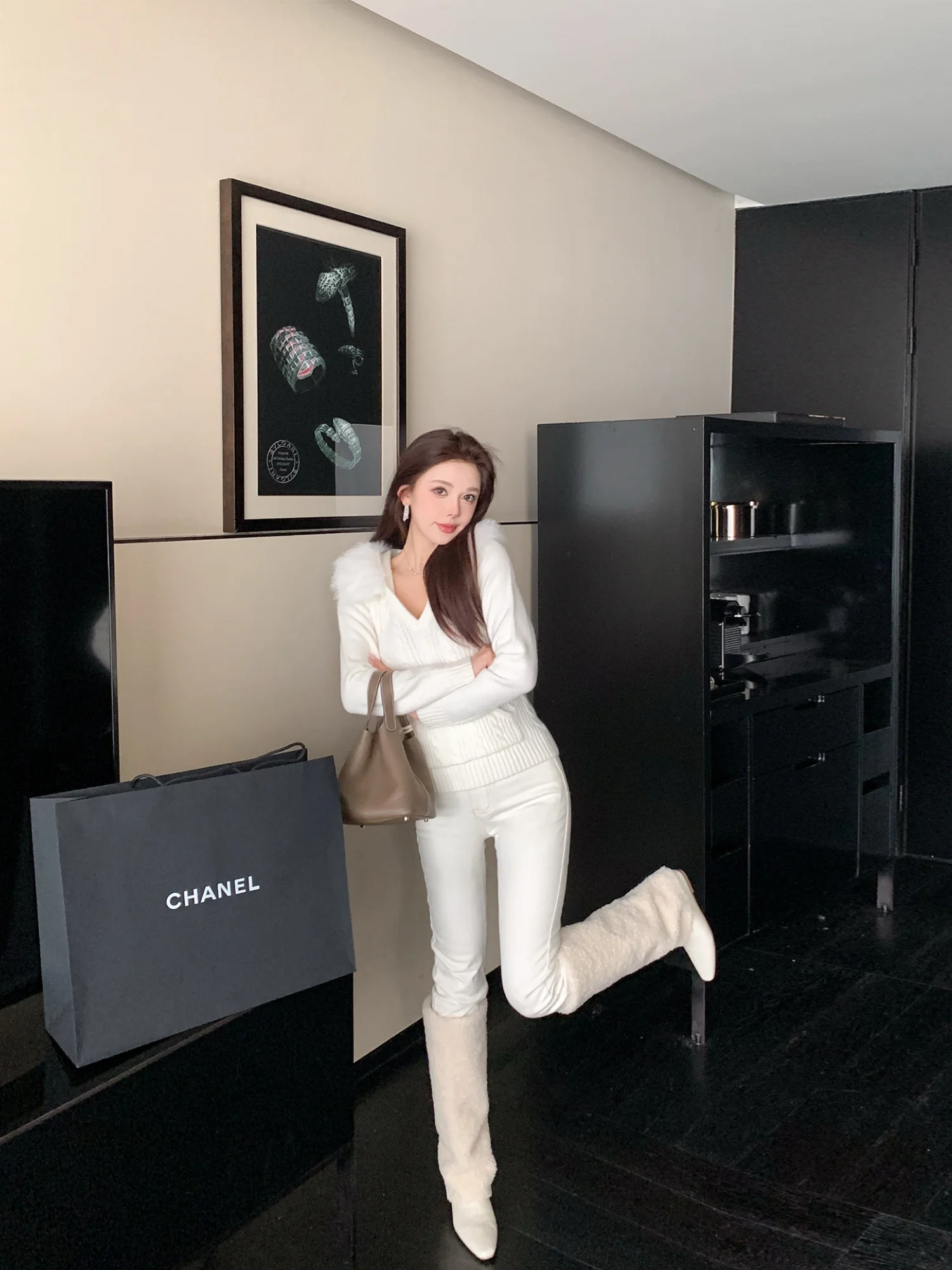 

Женские джинсы с высокой талией, облегающие, бежевые, с пуговицами, повседневные, осенне-зимние, новинка, удобные, хлопковые