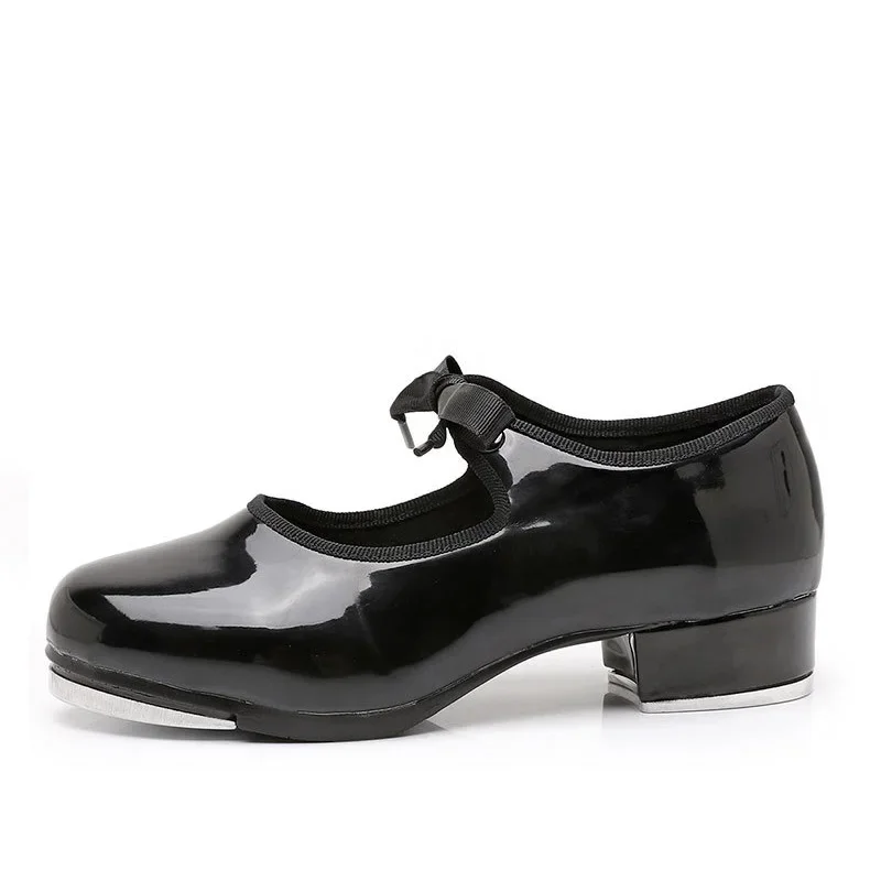 Chaussures de danse à claquettes à semelle droite à ouverture élastique pour femmes, baskets en cuir noir 216.239., chaussures de marche pour enfants, grande taille