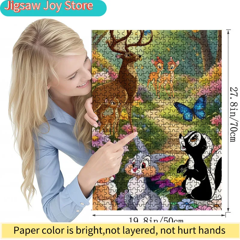 จิ๊กซอว์ขนาดใหญ่ 1,000 ชิ้น เหมาะสำหรับครอบครัว - ลายสัตว์ป่าจากภาพยนตร์แบมบี้ พร้อมชิ้นส่วนที่มีธีม - เทคโนโลยีป้องกันรอยขีดข่วน, ชัล