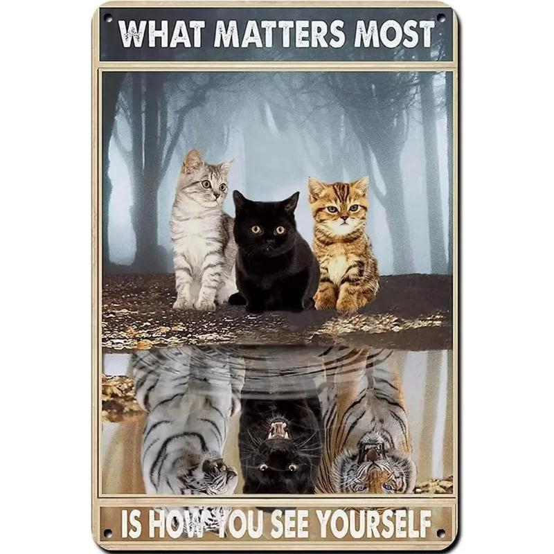 

1pc Cat Metal What Matters Most is How You See Yourself Inspirational for Home Coffee wall Cafe Decorative Motivational Wall