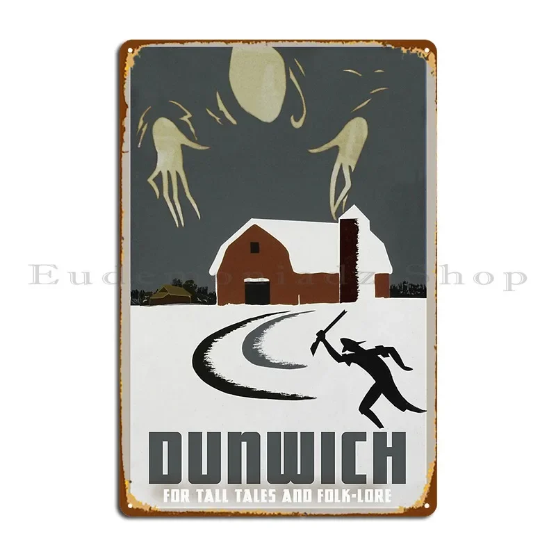 Póster de viaje de H P Lovecraft, cartel de Metal de terror de Dunwich, Retro, garaje, divertido Bar, cueva, cartel de estaño personalizado