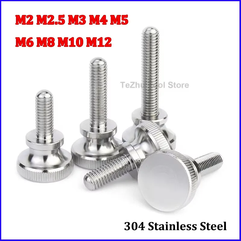 M2 M2.5 M3 M4 M5 M6 M8 M10 M12 GB834 304 Stainless Steel Knurl Head Hand Tighten Curtain Wall Glass Lock Thumb Screw Bolt