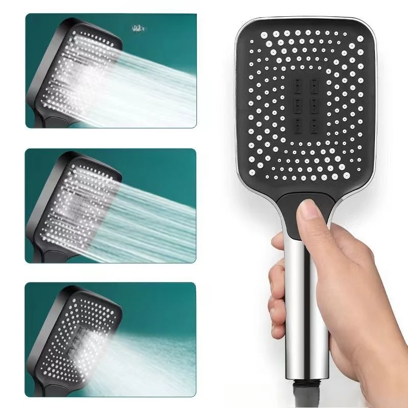 Square Button Adjustable Shower Head, Shower Body Sprays with Supercharged Water Output, Handheld and Adjustable Spray Patterns