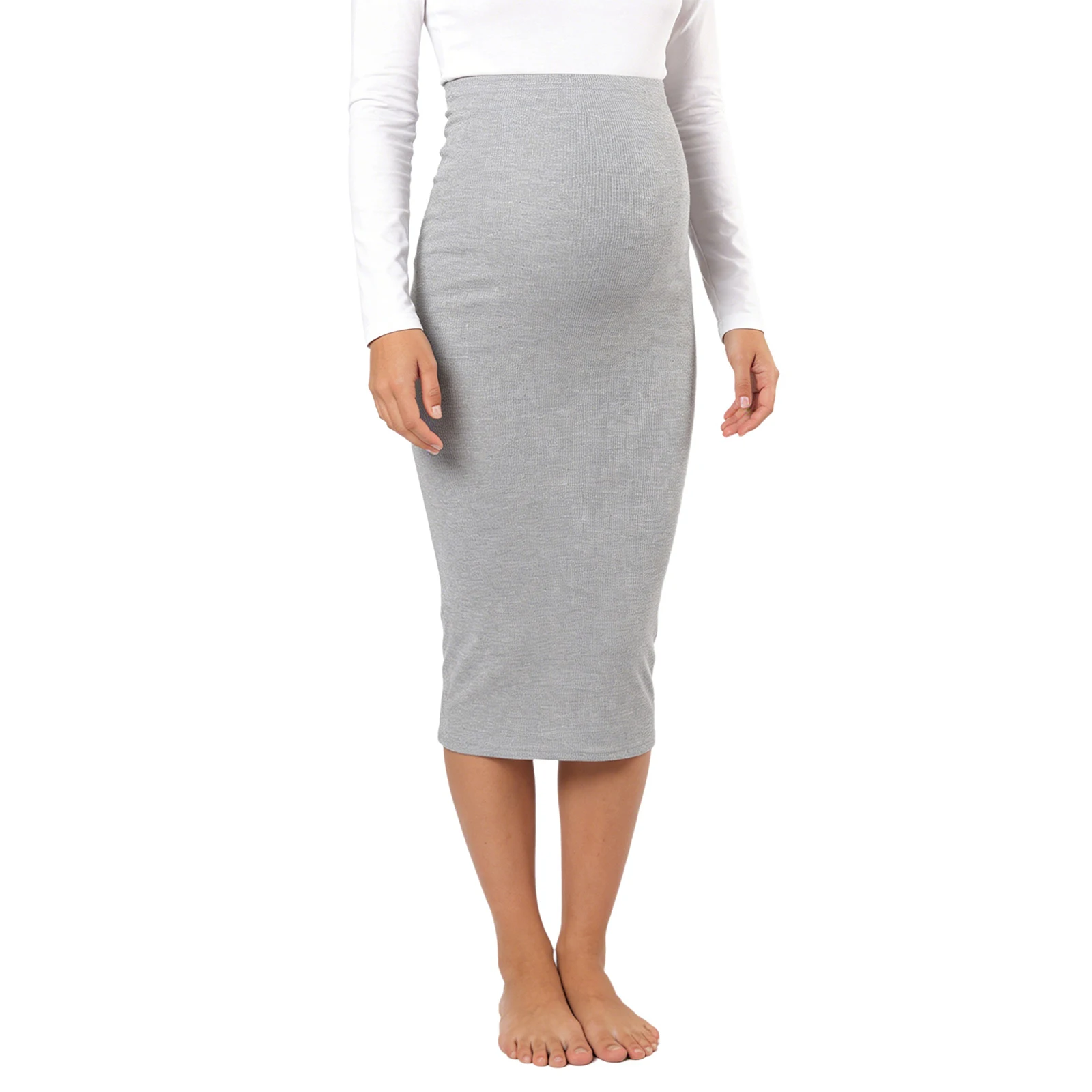 

Летняя ребристая юбка-миди для беременных женщин, эластичная юбка-карандаш с эластичной талией для повседневной жизни, шопинга, отпуска, офисной работы
