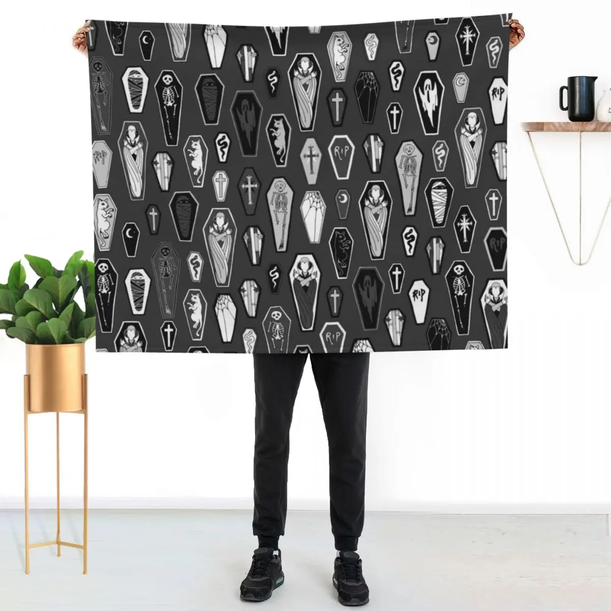 13 Coffins Throw Blanket Cozy Napping Blanket Gift for Mom Dad