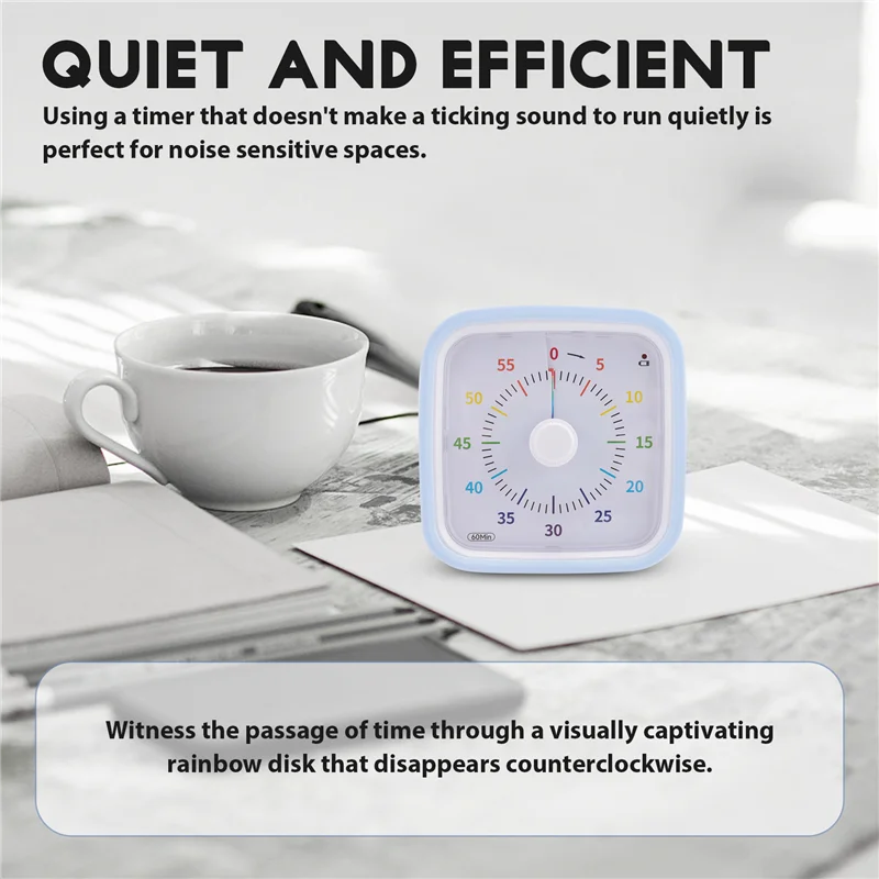 60 Minute Visual Timer With Protective Case, Rainbow Disk Timer, Silent Countdown Time Management Tool