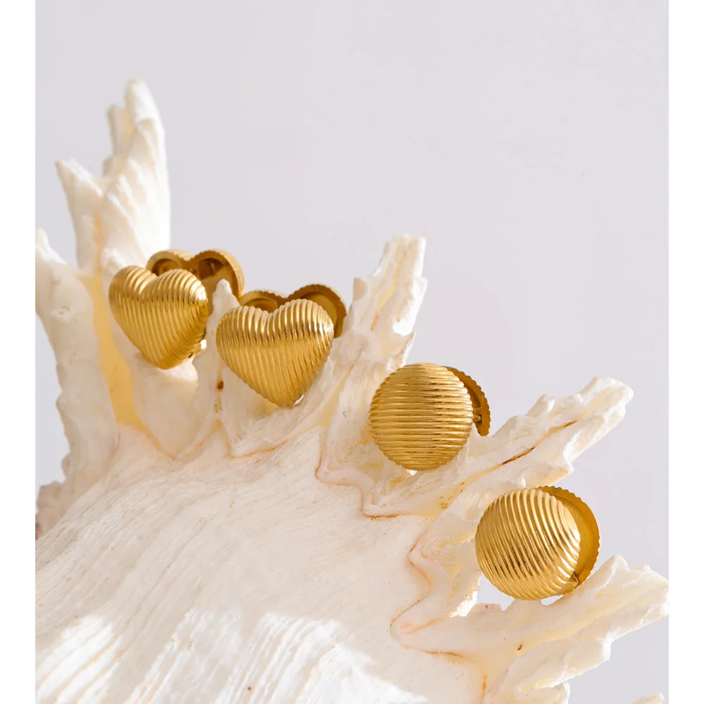 Yhpup 14*14 مللي متر الحد الأدنى الفولاذ المقاوم للصدأ جولة القلب على الوجهين هوب أقراط اليومية تنوعا ارتداء موضة حلية مجوهرات هدية