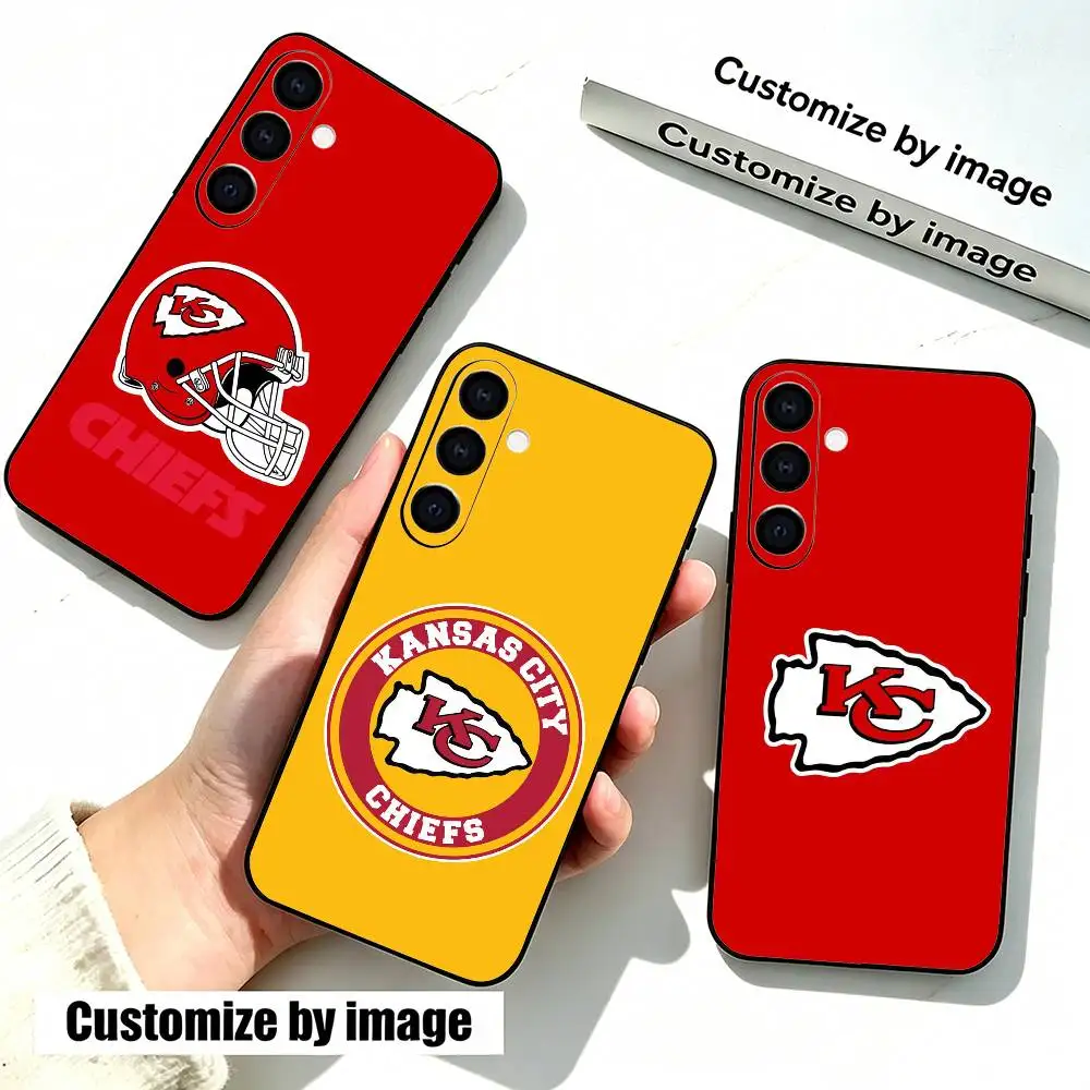 Funda de teléfono de fútbol americano Kansas City-KC Chiefs para Samsung Galaxy A73,A72,A71,A70,A53,A52,A51, funda negra de silicona suave