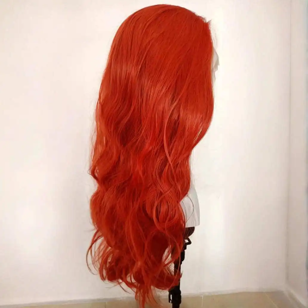 Ashely Red Парик фронта шнурка для женщин Длинные волнистые волосы Объемная волна Парики для косплея Высокое качество Природные синтетические парики шнурка для вечеринки