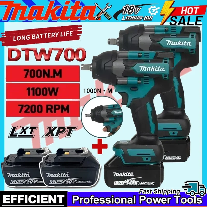 

Makita DTW700 Brushless Multi Functional Electric Wrench Rechargeable Lithium Battery Auto Repair High Torque Impact Wrench