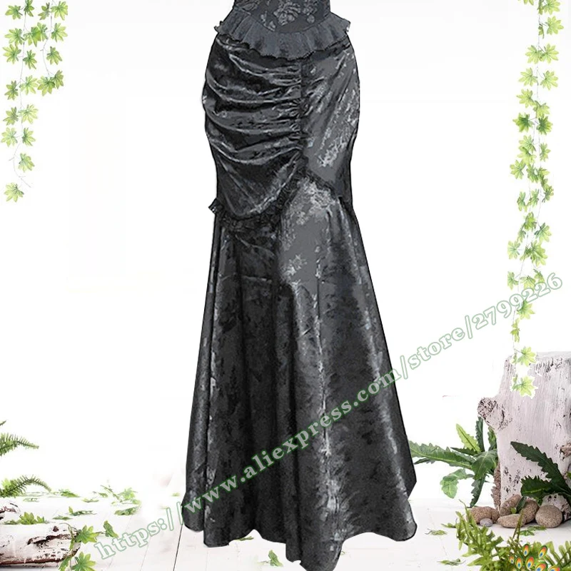 2024 New sexy  asymmetrical fishtail skirt for women , Hip Wrap Skirts Women Y2K subculture Gloucester Black Jacquard Long Skirt