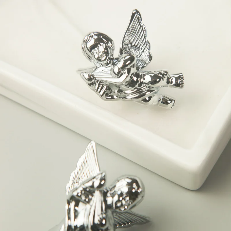 5PCS Solid Brass Little Angel Furniture Pulls Handles Drawer Knobs Cupboard Wardrobe Kitchen Closet Dresser Shoe Cabinet Pulls