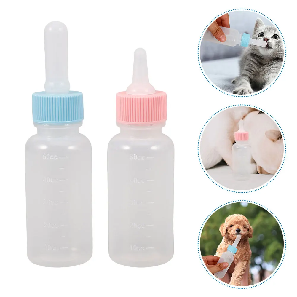 

2pcs Silicone Feeding Bottle For Puppies Kittens Small Animal Nursing Kitten Formula Feeder Goat Milk Replacement