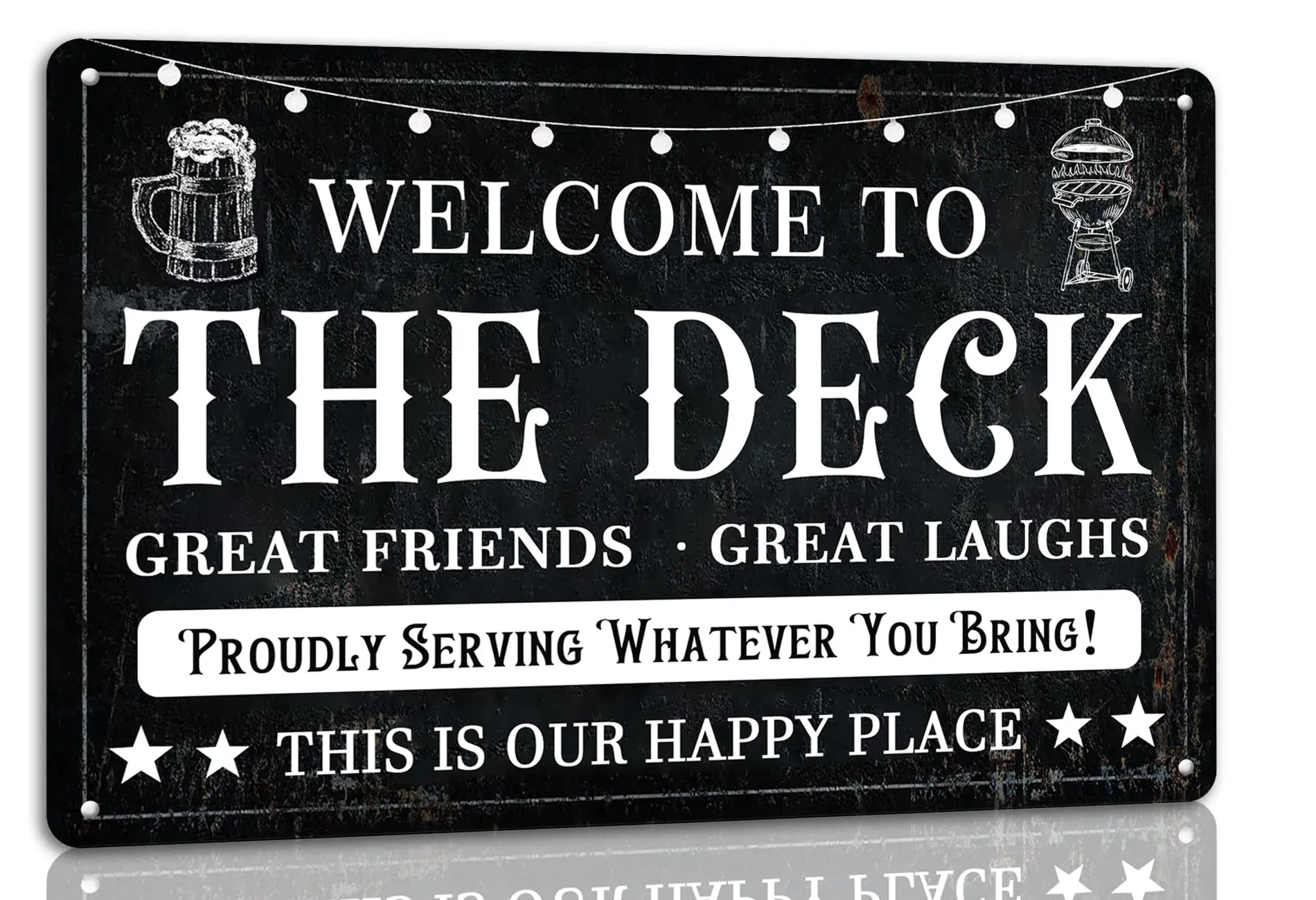 Welcome to the Deck Deck Metal Tin Sign Backyard Accessories Decor Outdoor Vintage Metal Tin Signs Farmhouse Part Patio Porch Ho