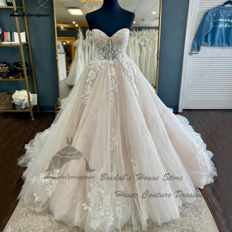 Lakshmigown Blush abiti da sposa rosa con giacca staccabile 2023 Robe Boheme Princess Church abiti da sposa corsetto corpetto di pizzo