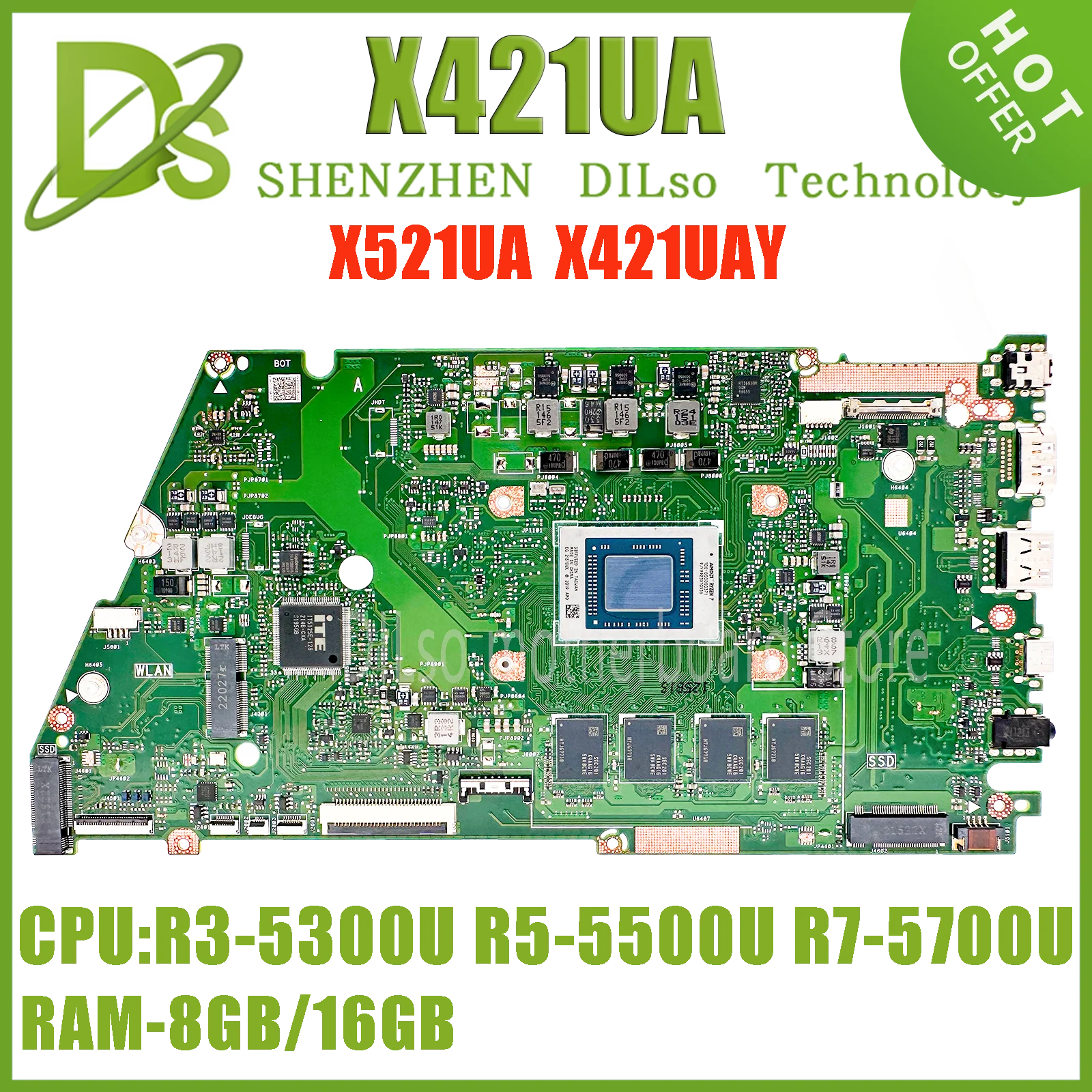 KEFU X421UA Mainboard For ASUS X421UA D421UA M421UA M421UAY M533UA D533MA Laptop Motherboard R3 R5 R7 RAM-4GB/8GB/16GB