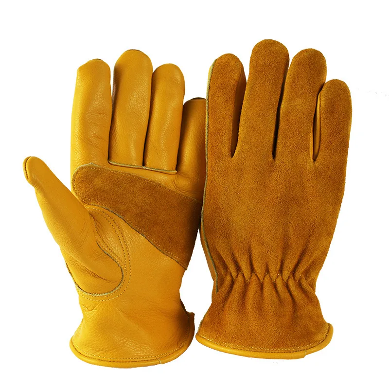 Heat-insulating Gloves Thickened Cowhide Barbecue Oven Gloves Heat Resistant Fireproof Oven Mitts Portable Picnic BBQ Gloves