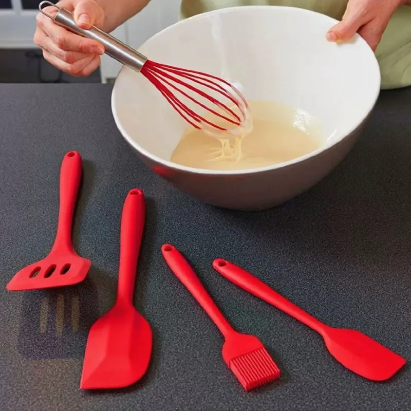 Baking tool set,silicone spatula 5-piece set of special family cake spatula egg beater,high temperature silicone kitchenware