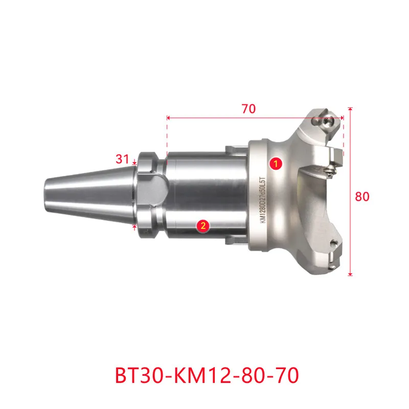 Face end mill BT50-KM12-80-70 shoulder milling cutter Stainless steel body Tool holder set CNC Milling New