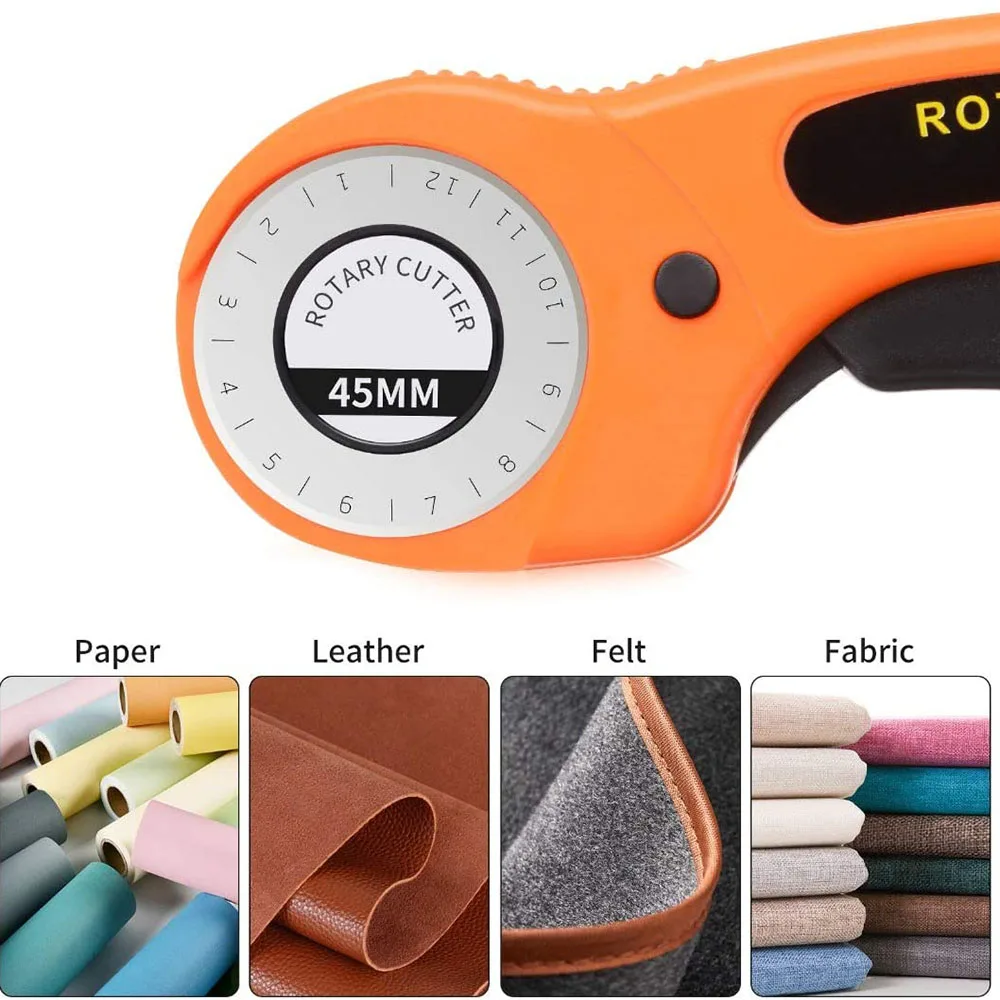 15Pcs 45mm Rotary Cutter Kit & Cutting Mat & Patchwork Ruler & Sewing Clips for Cloths Fabric Leather DIY Sewing Craft Tools