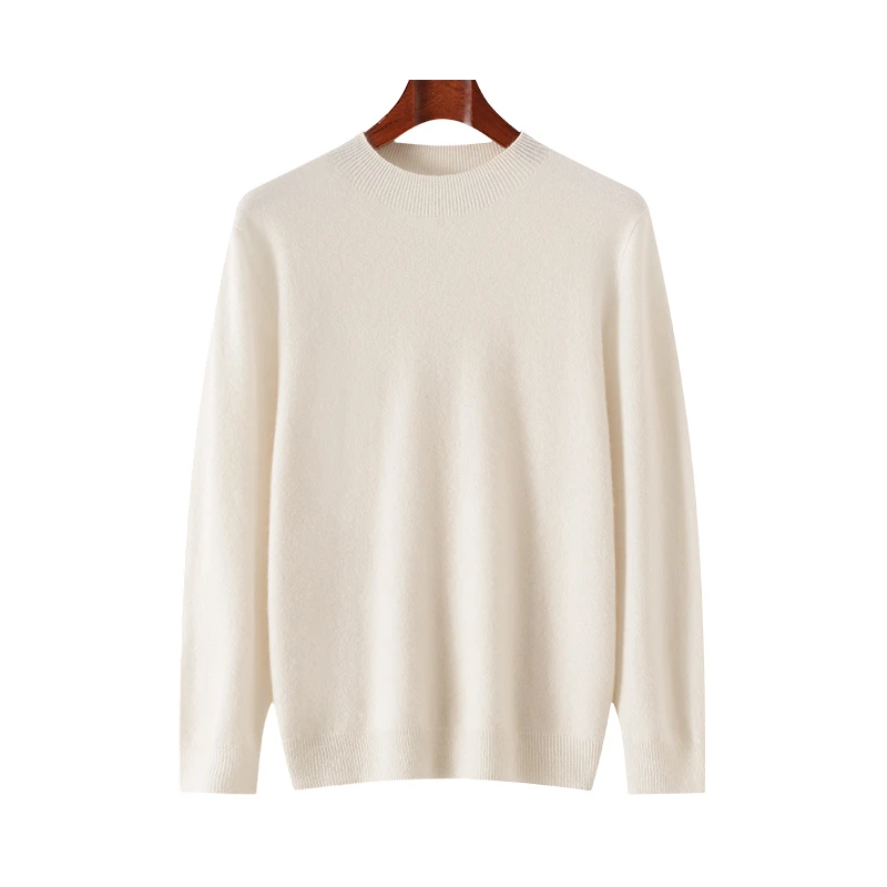 

Мужской базовый классический свитер с круглым вырезом, осень-зима, однотонный вязаный пуловер из 100% кашемира, элегантная повседневная мягкая теплая одежда, топы