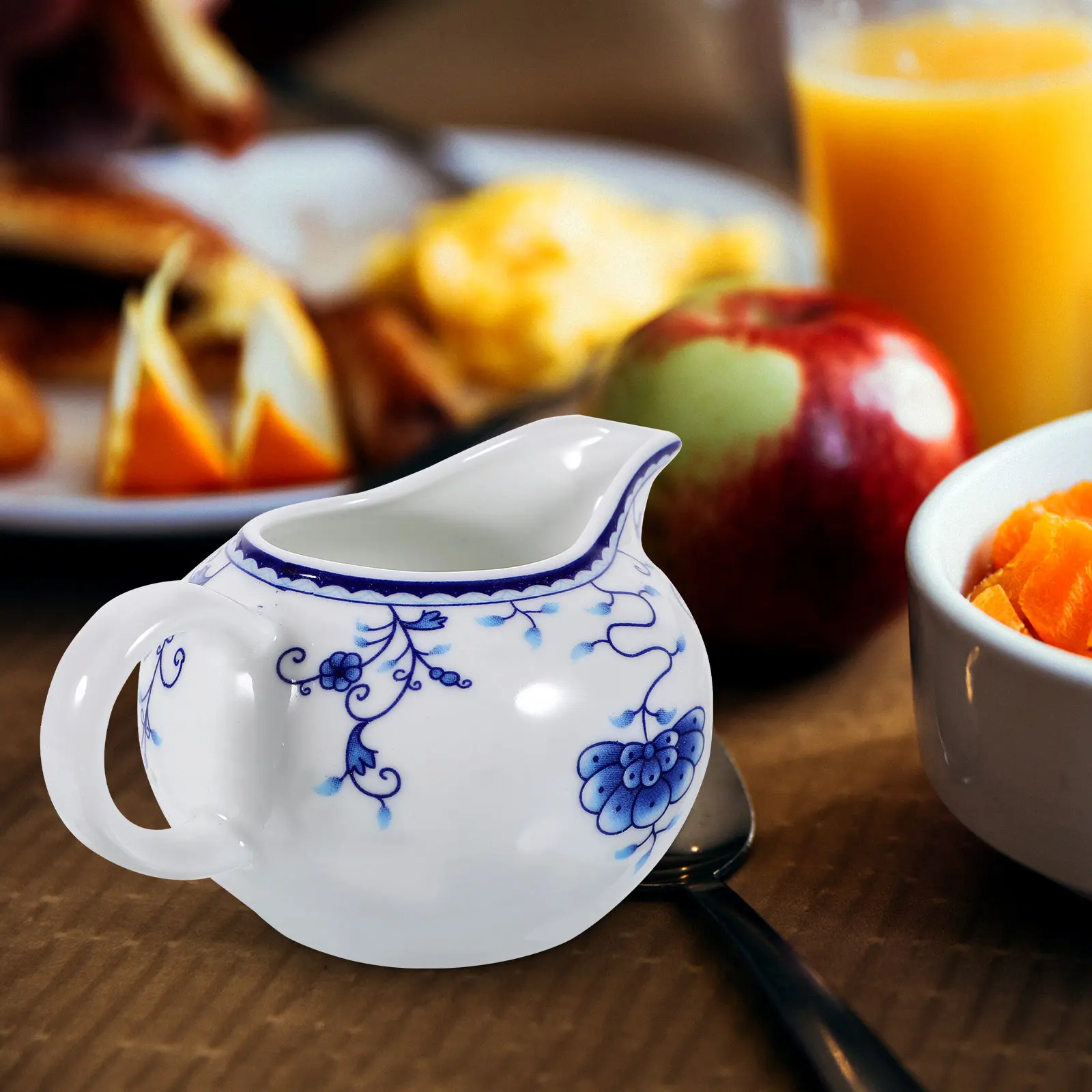 Jarra de cerámica para café y leche, pequeño recipiente para crema con asa, dispensador de jarabe y salsa, boquilla suave, fácil de guardar