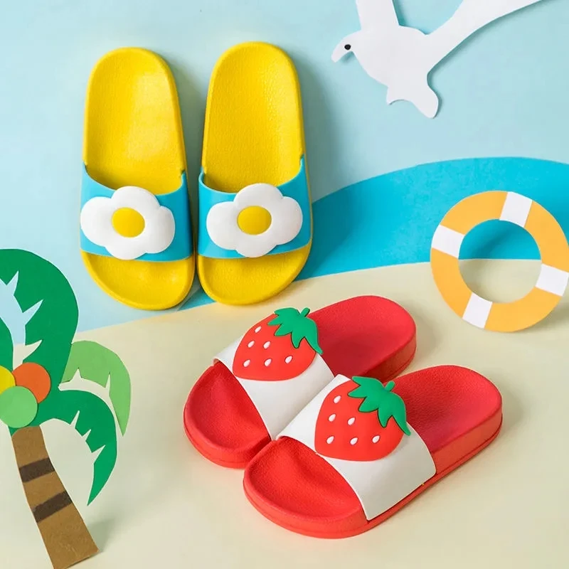 Fruit Style Children Slippers Light Non-Slip Home Indoor Shoes Comfort Bathroom Shoes Boys House Shoes Baby Kid Flip Flops Girls