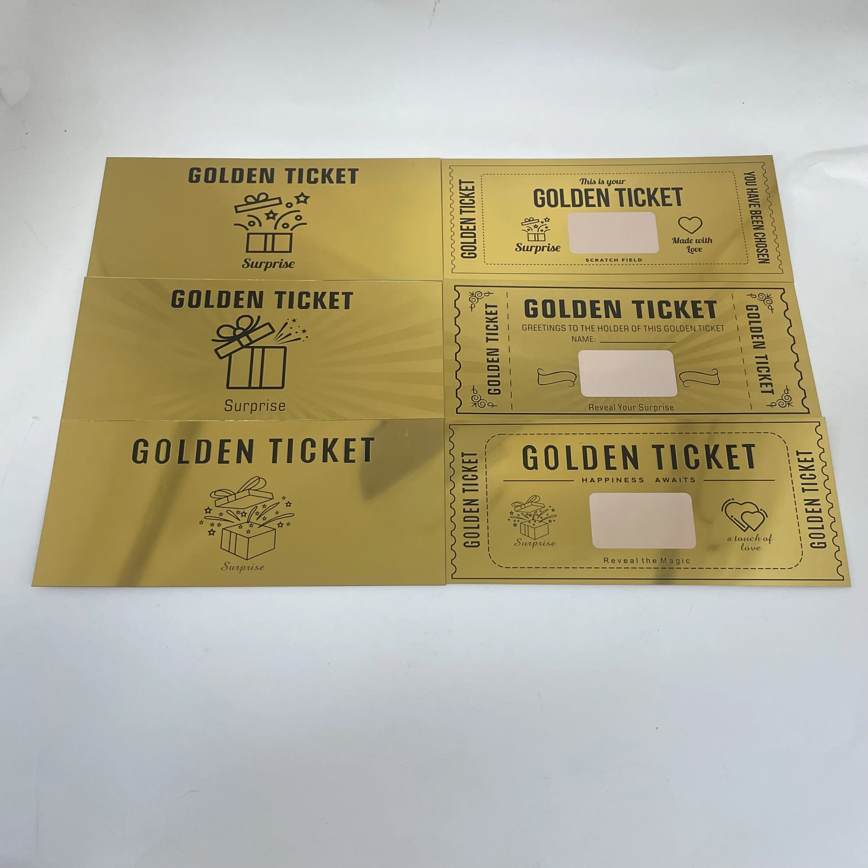 Golden Ticket Scratch-off Card With Surprise Tickets  for Writing Your Own Special Celebrate Holiday Gifts