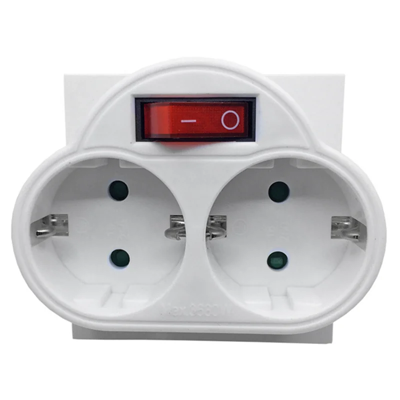 EU Standard Multiple Plug 250V 16A Double Socket Conversion Socket with Outlet Switch Plug Power Adapter Socket EU Plug