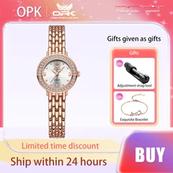 OPK Light Luxury Brands Women's Watches Small Dial Waterproof Quartz Watch for Lady Stainless Steel Strap Gift Bracelet Watch