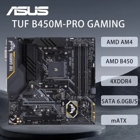 ASUS TUF B450M-PRO GAMING AMD B450 AM4 Placa-mãe Suporte R5 5600X 5600 3600 R7 5800X3D R9 5900X CPU SATA 6 Gb/s HDMI M.2 mATX
