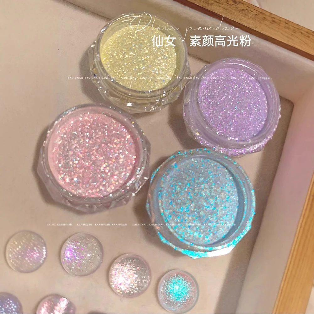 1jar Aurora Chrome Nail Powder High-Gloss Pigment Pearl Rubbing Dust Glitter Blue/Pink Mirror UV Gel Polish Nail Decoration