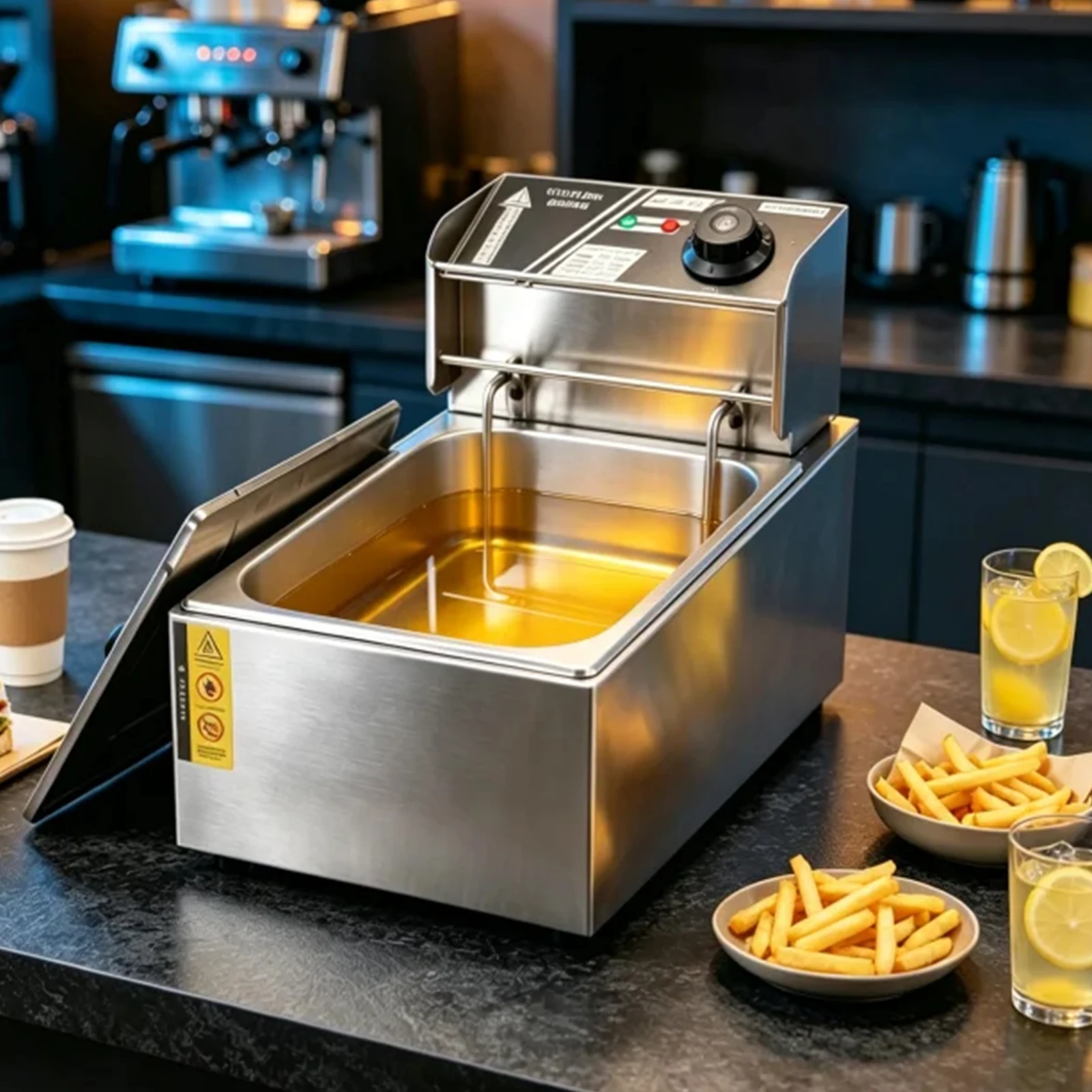 NEW 120V Deep Fryer With A Filter Plate, Lid, And Frying Basket, Adjustable Temperature, Perfect For Frying Fries, Chicken, And Snacks In A Small Fryer