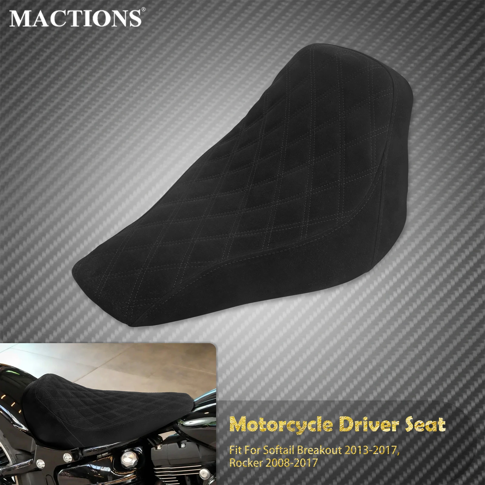 

Мотоциклетное сиденье Diamond Driver Solo, передняя кожаная низкопрофильная подушка для Harley Softail Breakout FXBR Rocker FXCW 2008-2017