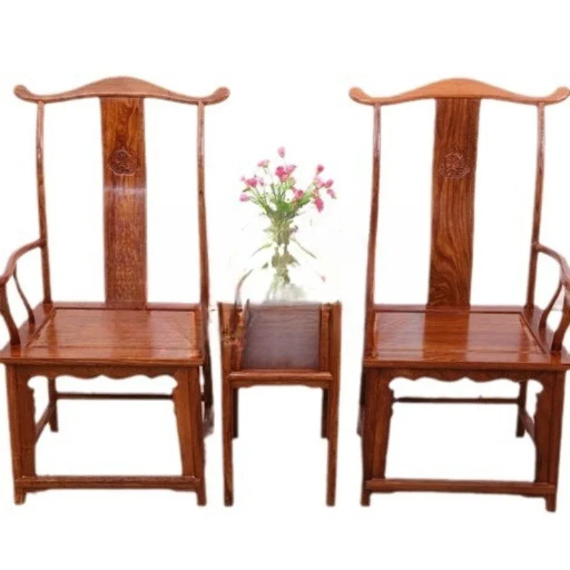 

Hedgehog red sandalwood chair big official hat combination sandalwood three-piece set mahogany seat Guangdong, restaurant