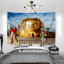 Travis Scotts Wall Tapestry Hippie Rapper Music Tapestry Album Poster Dorm Background Cloth Aesthetic