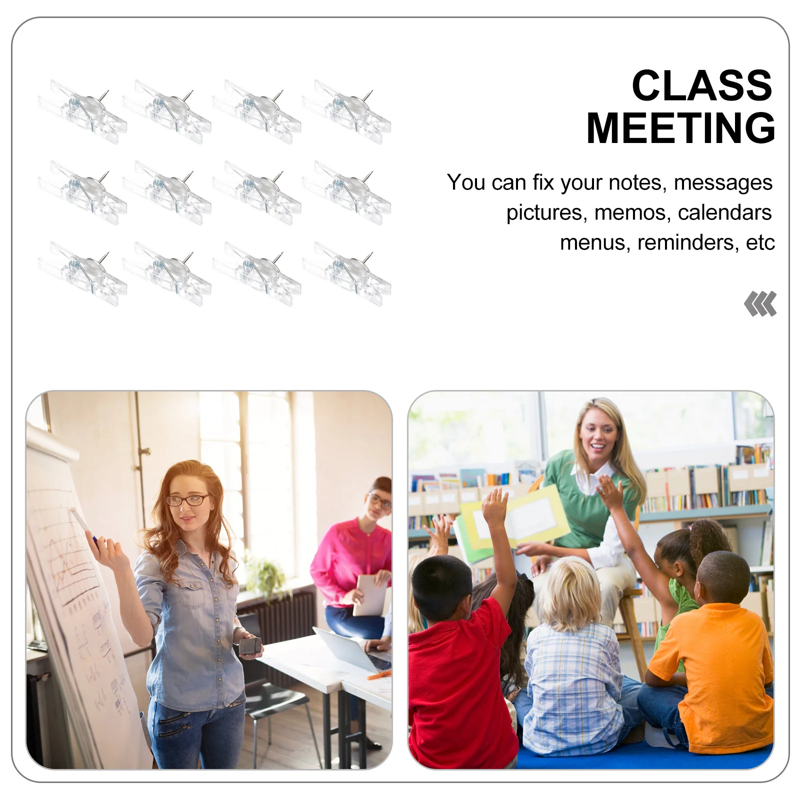 50 قطعة مشبك شفاف دبابيس ضغط الحديد البلاستيك قابلة لإعادة الاستخدام لا ثقب صور جدار ديكور المنزل مكتب منظم صغير متعدد الوظائف