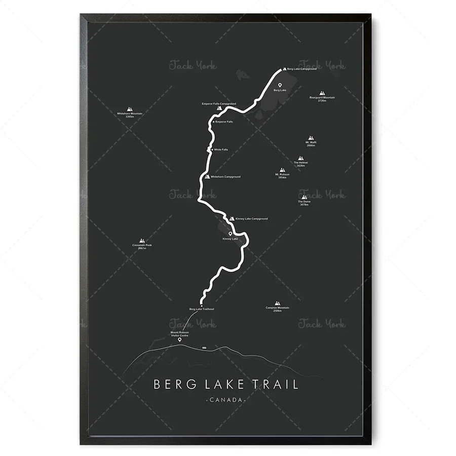 Berg Lake Trail Map | Berg Lake Trail Poster | Canada Hiking Poster | Trail Map Art | Relive your Adventures