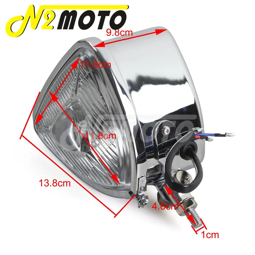 H4 12V 55/60W Motorcycles Amber Lense Triangle Headlight Universal For Harley Bobber Chopper Custom Old School Retro Head Lamp